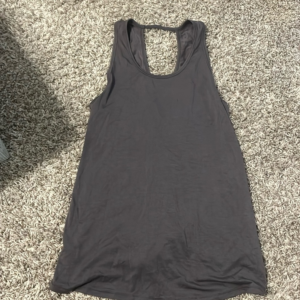 Athleta gray open tie back workout tank size small